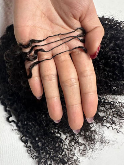 Kinky Curly Crochet Human Hair Extensions Pre-Separated Crochet Hair Multi-Textured Kinky Curly Reusable Micro Twists 18‘’ 60g (Usually 240g Full Head) Natural Black