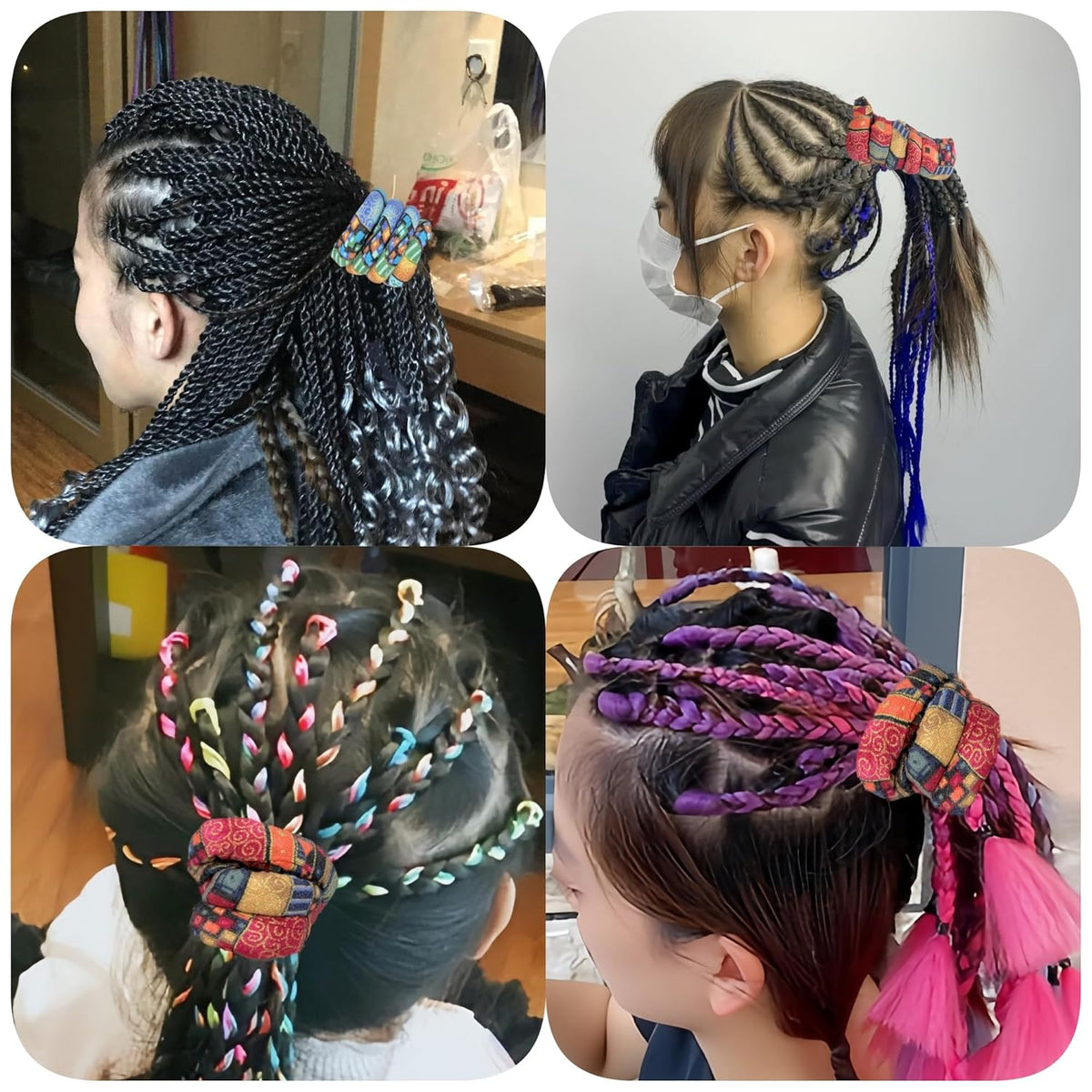 4 Pieces Spiral Lock Hair Tie for Dreadlocks - Iron Wire Embedded, Bendable Ponytail Holders - Long Dreadlock Accessory for Women & Men with Thick Curly Hair