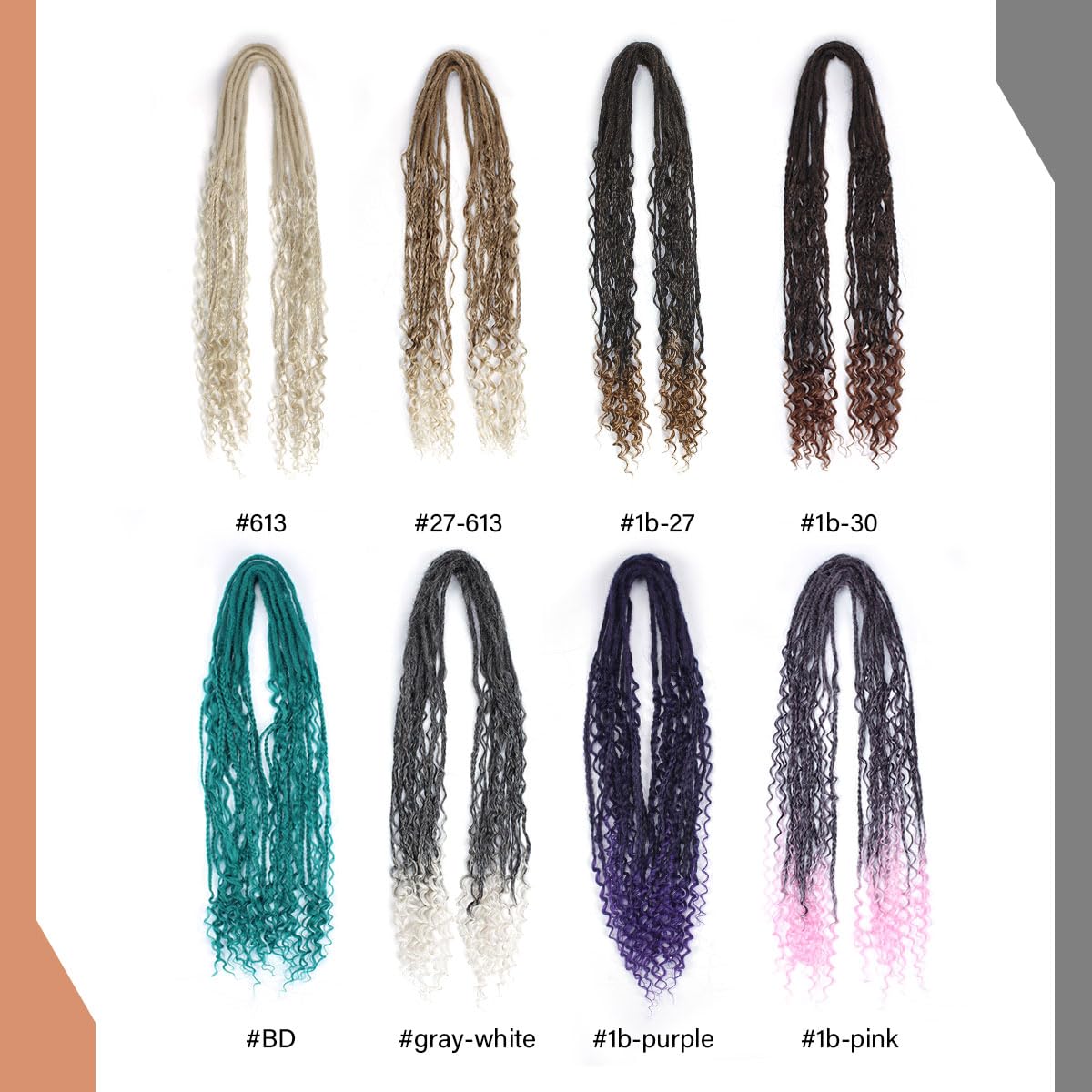 24' Curly Dreadlocks Synthetic Boho Braids Dreadlock Extensions