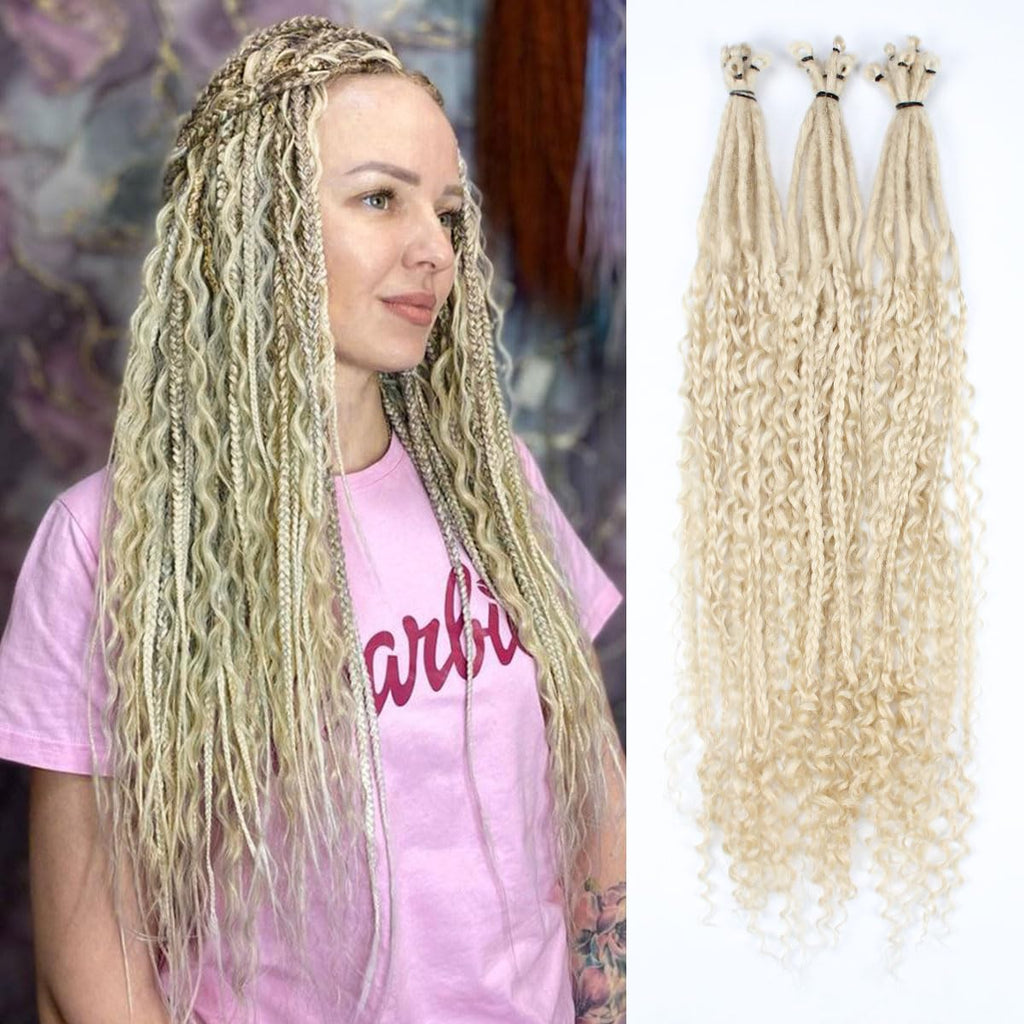 24' Curly Dreadlocks Synthetic Boho Braids Dreadlock Extensions
