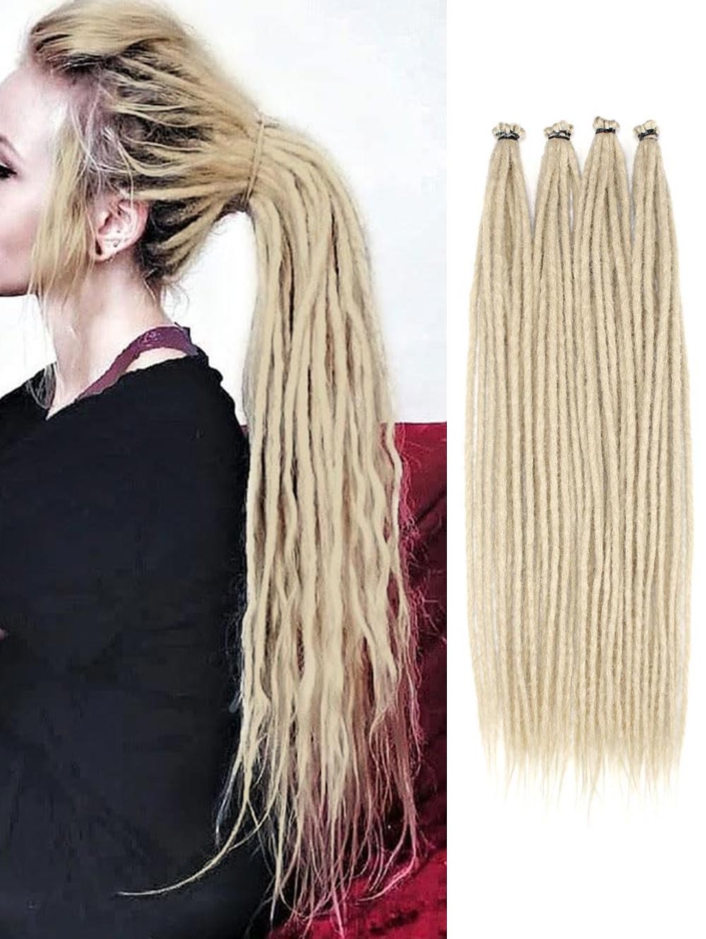 24" 36" SE Thin 0.6cm Synthetic Dreadlock Extensions Handmade Fake Dreads