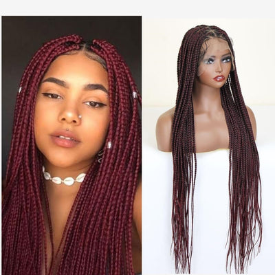 36" Square Based Full Lace Box Braided Wigs, Knotless Cornrow Braids Wig