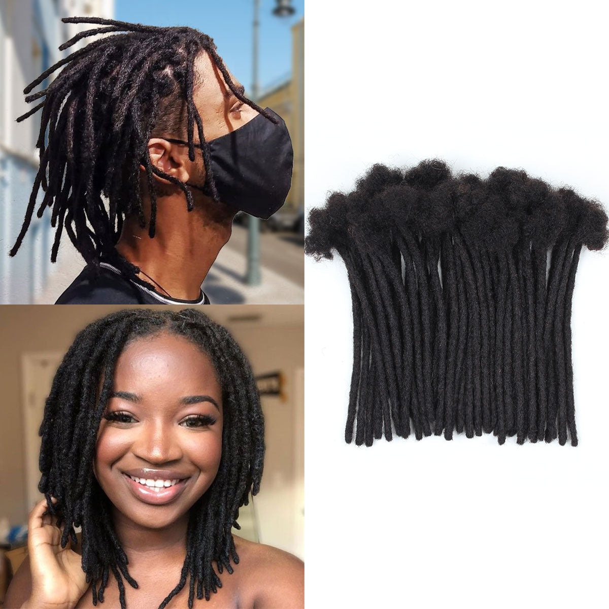 Loc Extensions Human Hair, 50 Strands 0.4CM Dreadlock Extensions Human Hair