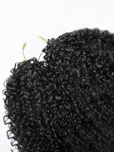 Kinky Curly Crochet Human Hair Extensions Pre-Separated Crochet Hair Multi-Textured Kinky Curly Reusable Micro Twists 18‘’ 60g (Usually 240g Full Head) Natural Black