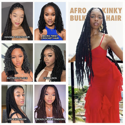 Afro Kinkys Bulk Human Hair 1 pack, 12 inch 4c Curly Hair for Permanent Sister Locs/Mini Twists/Braids/Repair Can Dye and Bleach(50 Gram)