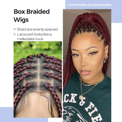 36" Square Based Full Lace Box Braided Wigs, Knotless Cornrow Braids Wig