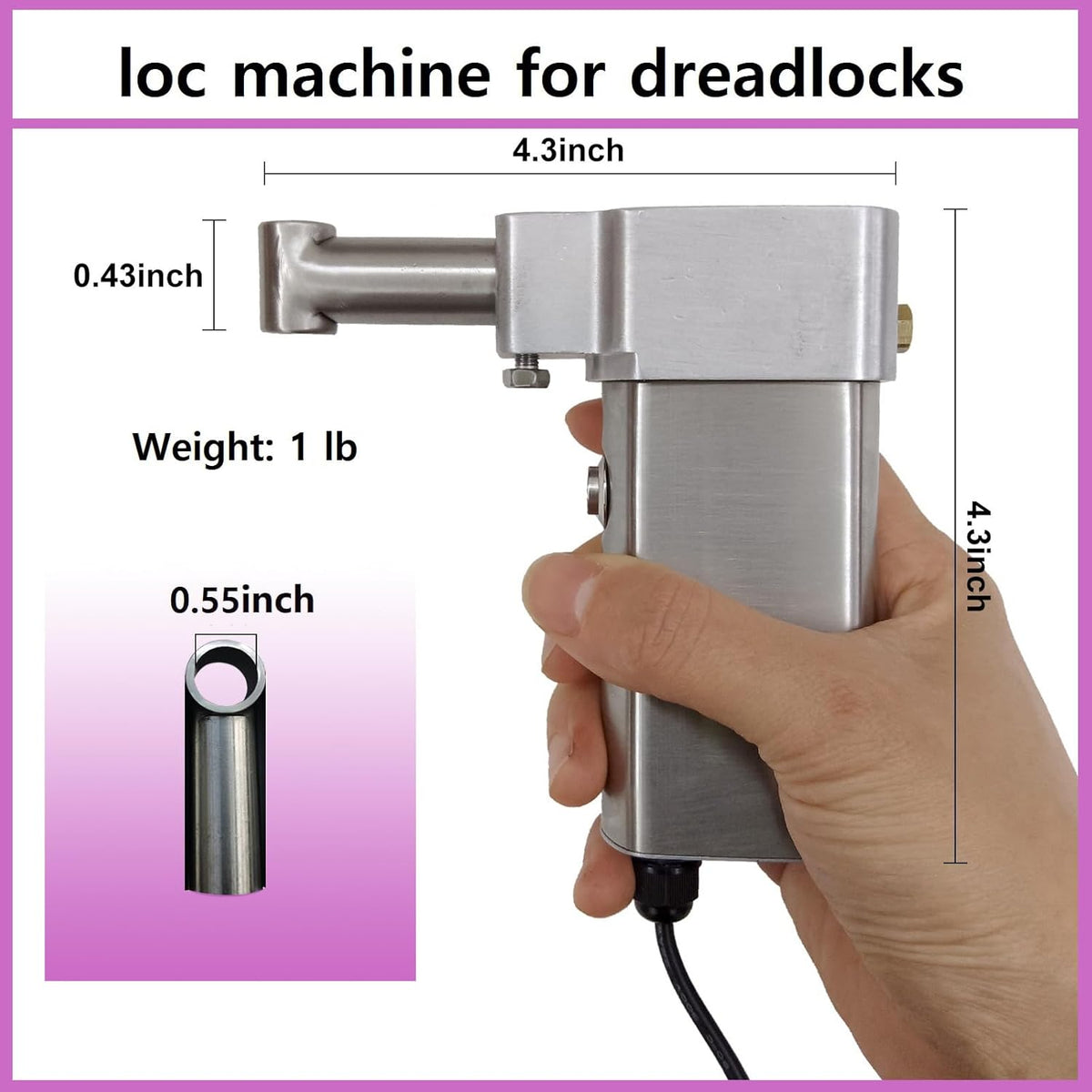 Dreadlock Maker Machine For Locs, Electric Instant Loc Machine (0.55in Tube Head)