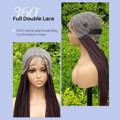 36" Square Based Full Lace Box Braided Wigs, Knotless Cornrow Braids Wig
