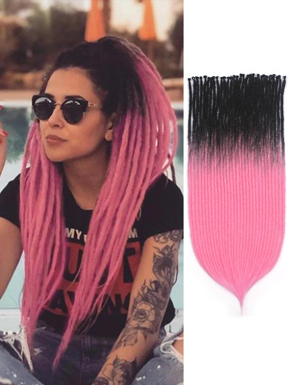 24" SE Thin 0.6cm Synthetic Dreadlock Extensions Handmade Fake Dreads