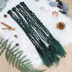 20" Boho Dreadlock Clip in Braids with Beads & Charms, Handmade Synthetic Braided Hairpieces for Cosplay Daily Styling