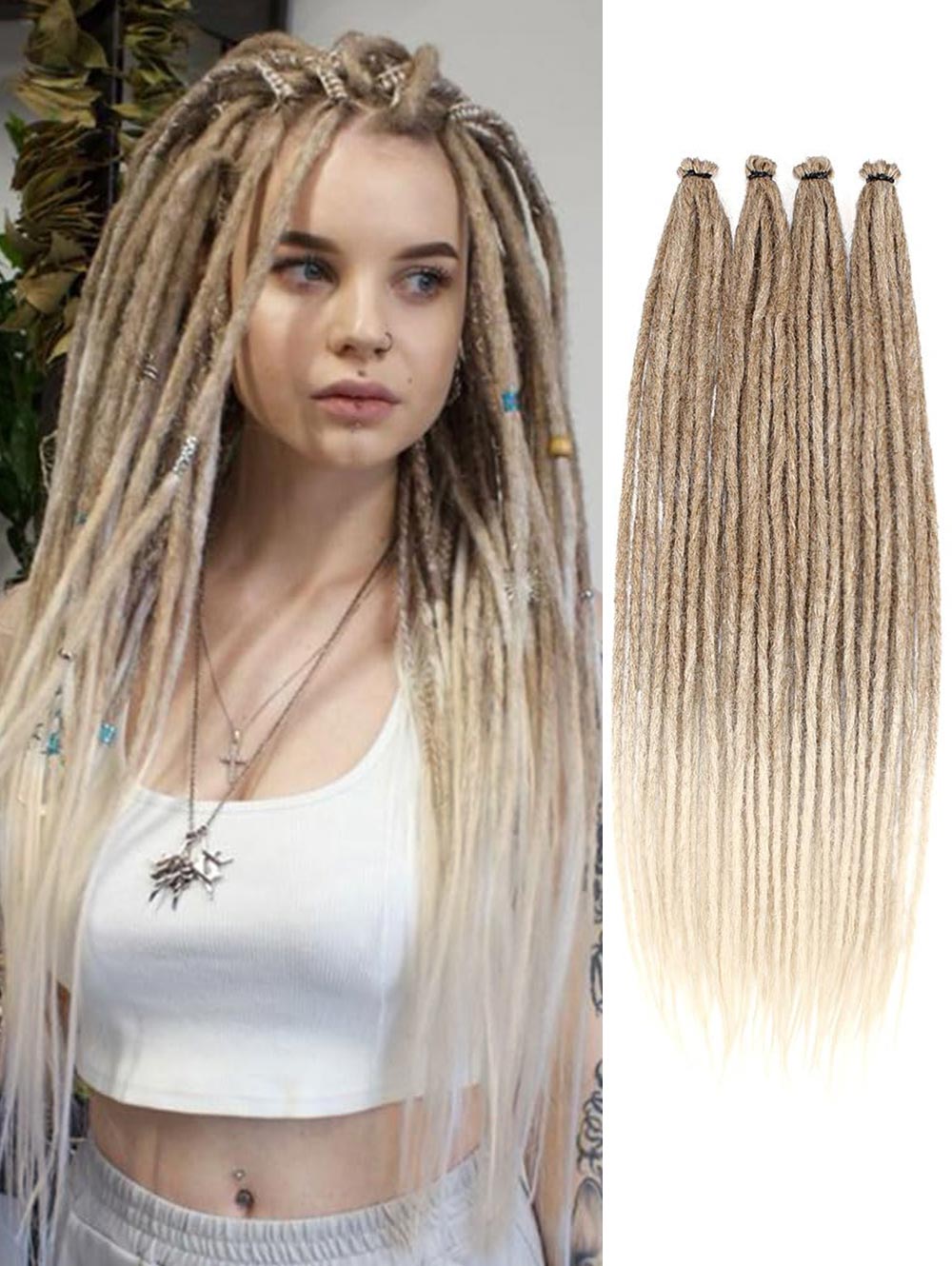 24" 36" SE Thin 0.6cm Synthetic Dreadlock Extensions Handmade Fake Dreads