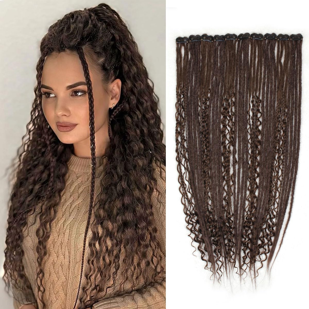 Clip in Dreadlock Hair Extensions, Handmade Clip In Dreads