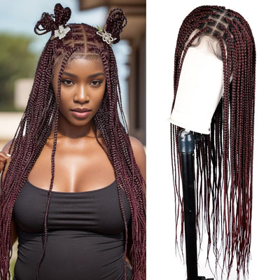 36" Square Based Full Lace Box Braided Wigs, Knotless Cornrow Braids Wig