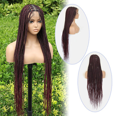 36" Square Based Full Lace Box Braided Wigs, Knotless Cornrow Braids Wig