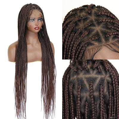 36" Square Based Full Lace Box Braided Wigs, Knotless Cornrow Braids Wig