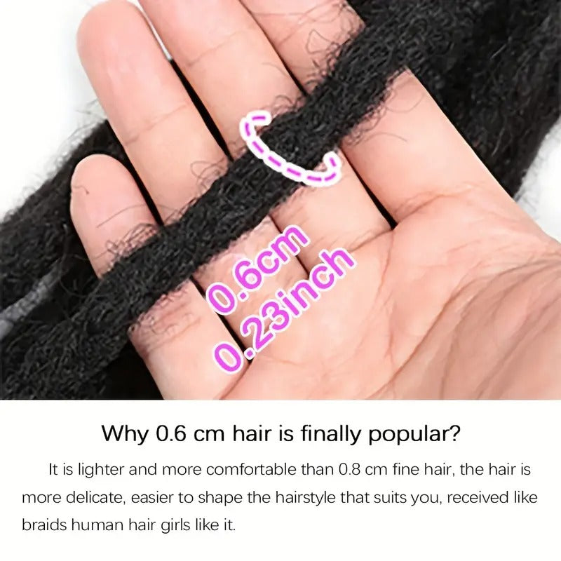 18 inch Human Hair Dreadlock Extensions 0.6cm Pencil Width Loc Extensions for Man/Women