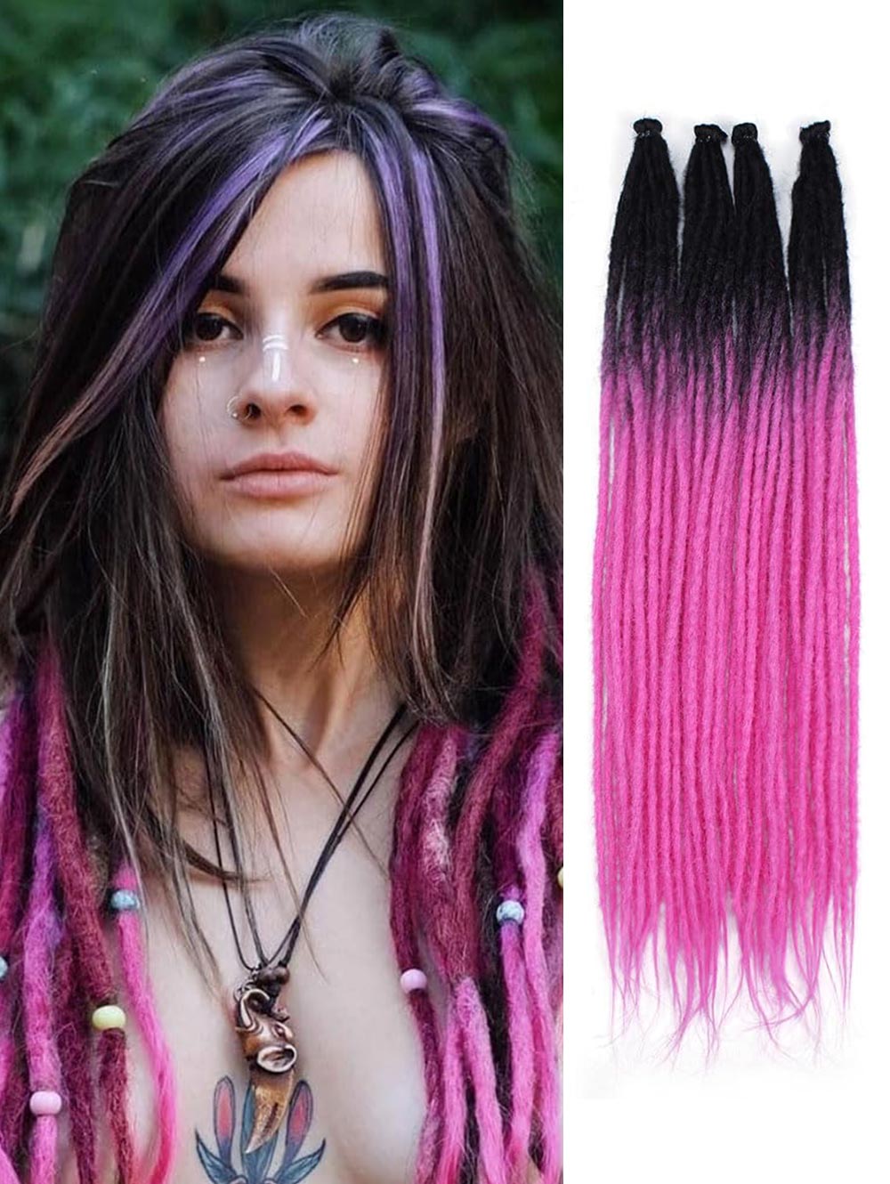 24" 36" SE Thin 0.6cm Synthetic Dreadlock Extensions Handmade Fake Dreads