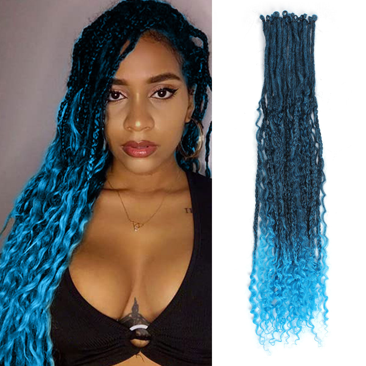 24' Curly Dreadlocks Synthetic Boho Braids Dreadlock Extensions