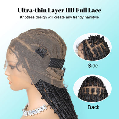 18 inch Butterfly Locs Braided Wigs, 360° Single-layer HD Full Lace Locs Wigs for Black Women, Square Knotless Butterfly Locs Wig with Baby Hair