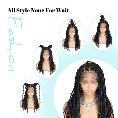 18 inch Butterfly Locs Braided Wigs, 360° Single-layer HD Full Lace Locs Wigs for Black Women, Square Knotless Butterfly Locs Wig with Baby Hair