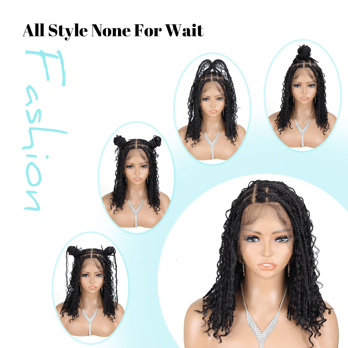 Short Boho Braided Wigs, 12 inch 360° Full Single-layer HD Lace Braid Wigs for Black Women, Square Knotless Box Braid Wig with Baby Hair