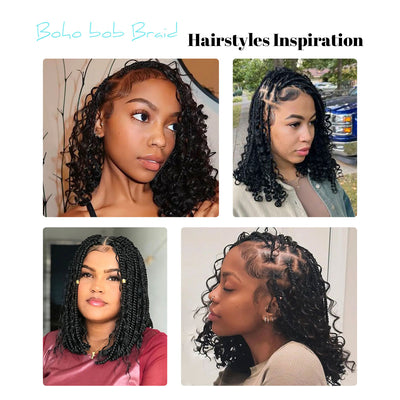 Short Boho Braided Wigs, 12 inch 360° Full Single-layer HD Lace Braid Wigs for Black Women, Square Knotless Box Braid Wig with Baby Hair