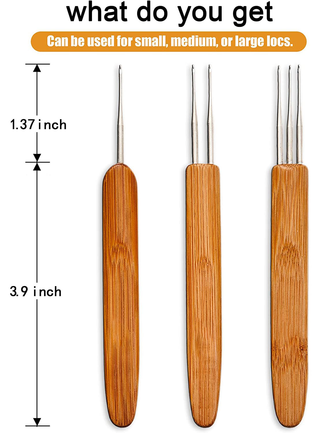4pcs/pack Crochet Needles 0.5mm for Hair Dreadlock with Bamboo Handle
