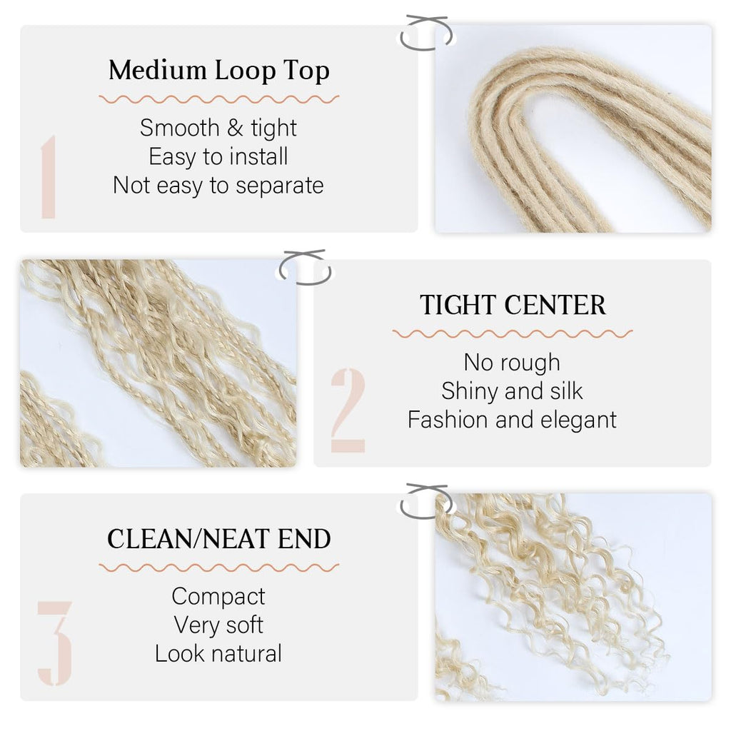 24' Curly Dreadlocks Synthetic Boho Braids Dreadlock Extensions