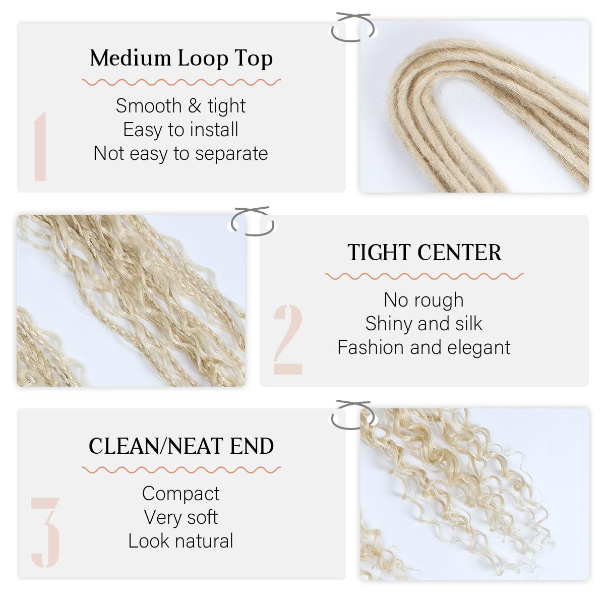 24' Curly Dreadlocks Synthetic Boho Braids Dreadlock Extensions