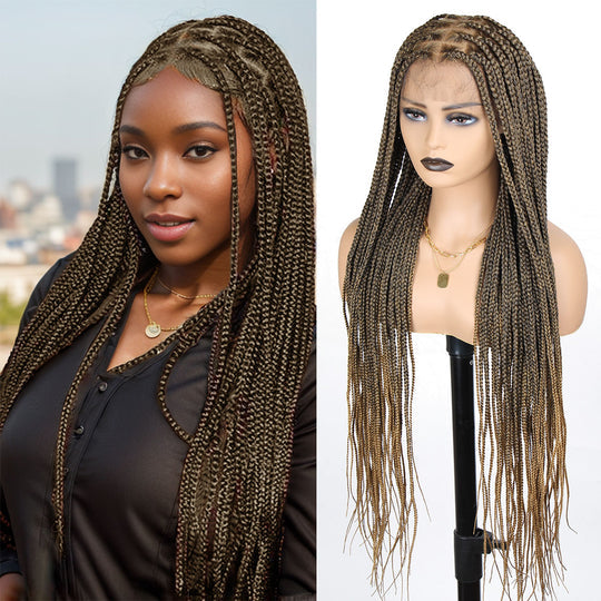 36" Square Based Full Lace Box Braided Wigs, Knotless Cornrow Braids Wig