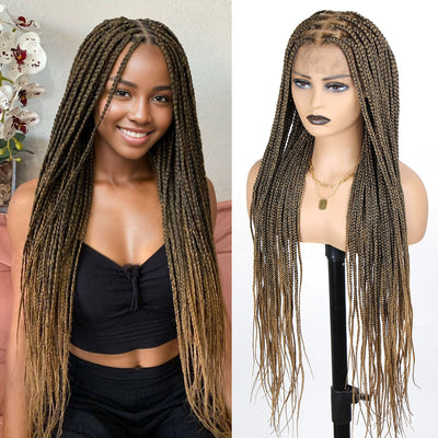 36" Square Based Full Lace Box Braided Wigs, Knotless Cornrow Braids Wig