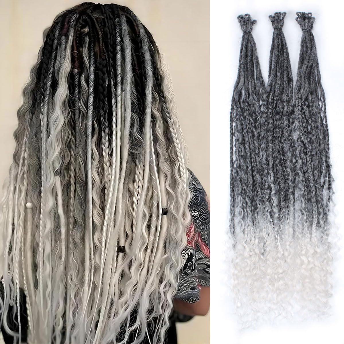 24' Curly Dreadlocks Synthetic Boho Braids Dreadlock Extensions
