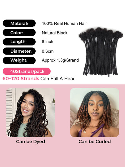 8-20 inch 0.6cm Width Human Hair Loc Extensions