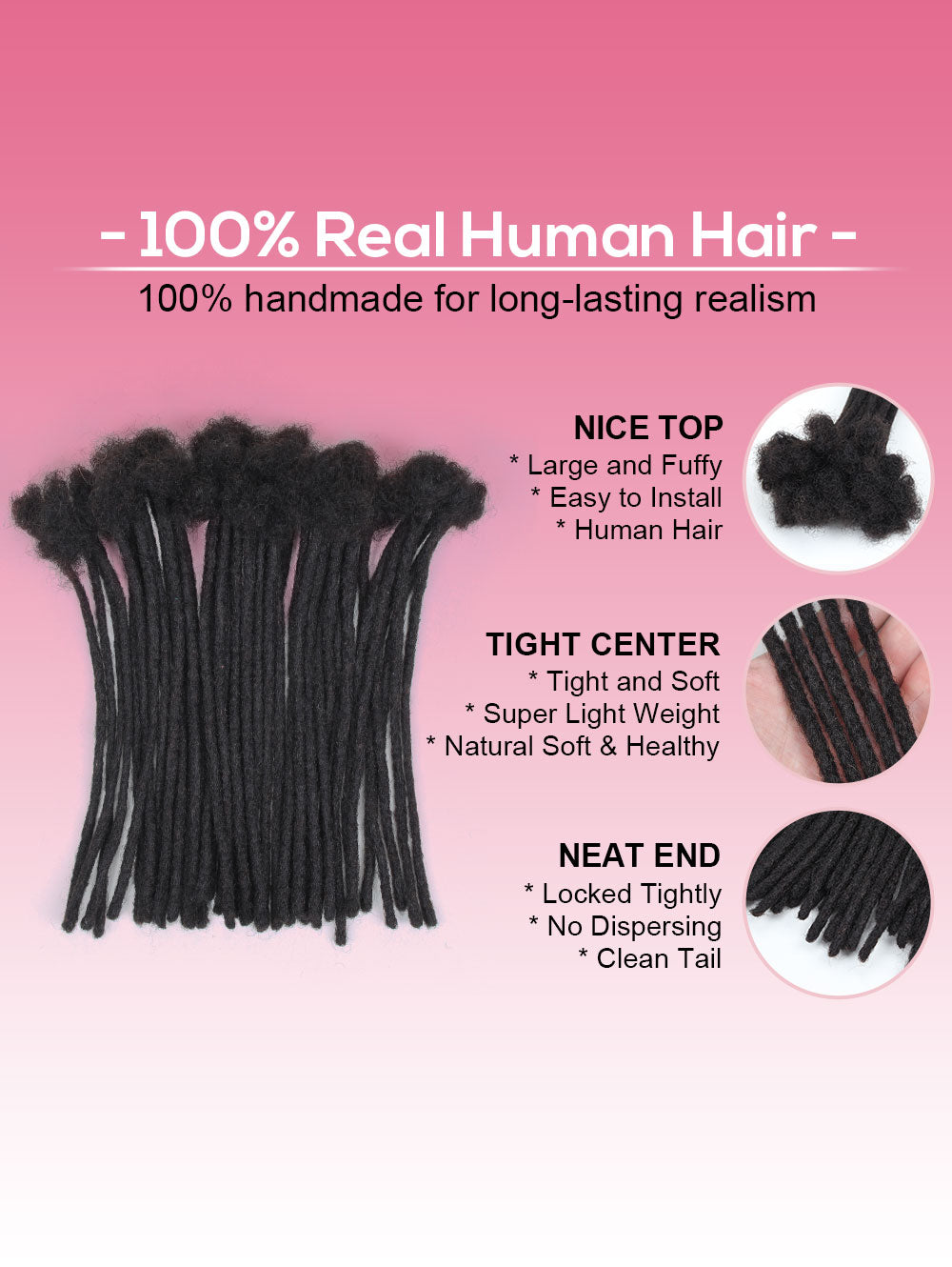 8-20 inch 0.6cm Width Human Hair Loc Extensions
