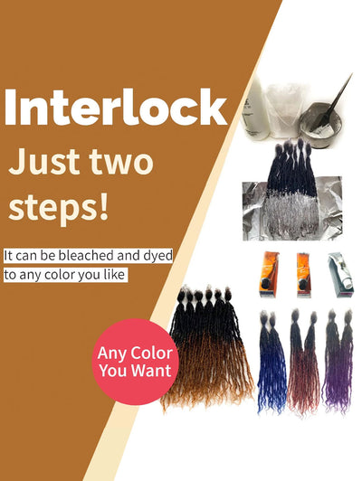 8-12 Inch Sister locs Human Hair, Handmade Interlock Locs Curly Tips Sister Locs Real Human Hair Microlocs Extensions, Permanent Dreadlock Extensions