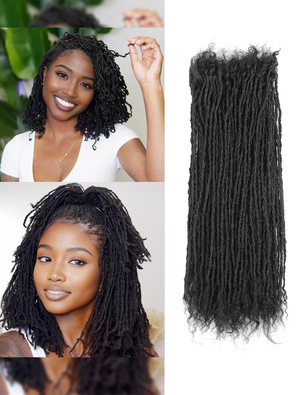 8-12 Inch Sister locs Human Hair, Handmade Interlock Locs Curly Tips Sister Locs Real Human Hair Microlocs Extensions, Permanent Dreadlock Extensions