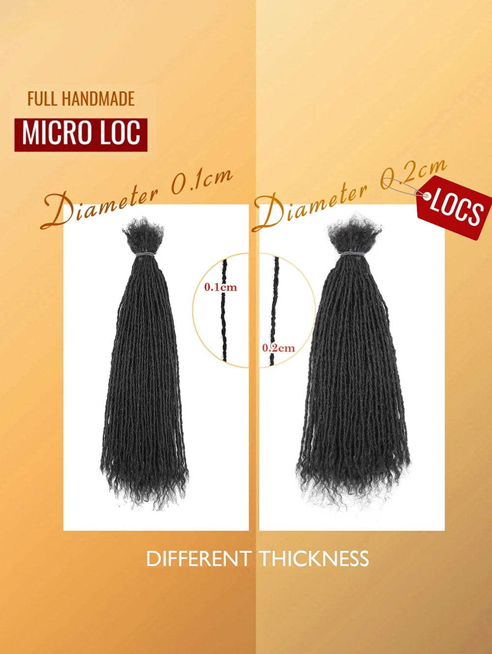 8-12 Inch Sister locs Human Hair, Handmade Interlock Locs Curly Tips Sister Locs Real Human Hair Microlocs Extensions, Permanent Dreadlock Extensions