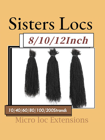 8-12 Inch Sister locs Human Hair, Handmade Interlock Locs Curly Tips Sister Locs Real Human Hair Microlocs Extensions, Permanent Dreadlock Extensions