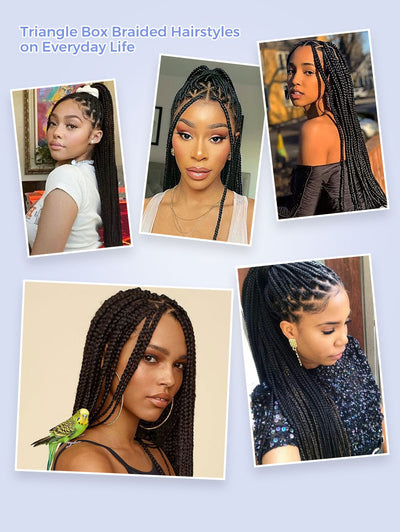 36" Triangle Based Full Lace Front Box Braided Wigs, Knotless Cornrow Braids Wig