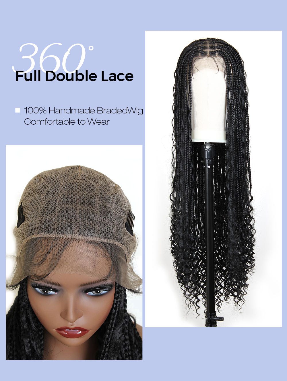 36" Goddess Full double Lace Front Boho Box Braided Wigs