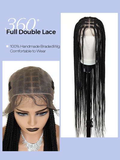 36" Square Based Full Lace Box Braided Wigs, Knotless Cornrow Braids Wig