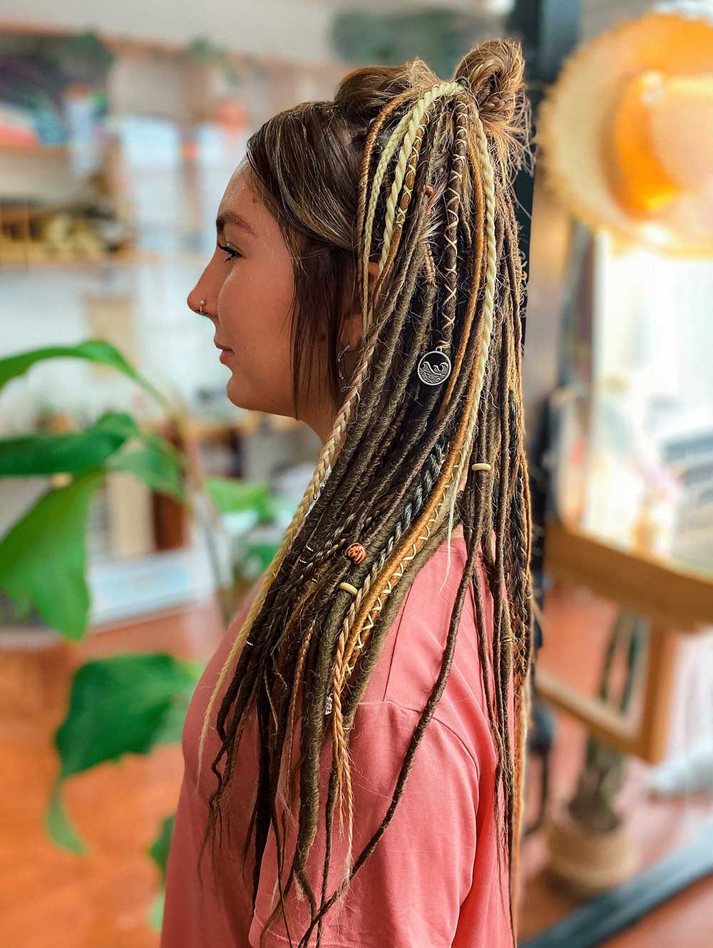 24" SE Thin 0.6cm Synthetic Dreadlock Extensions Handmade Fake Dreads