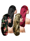 4 pcs Satin Sleep Cap for Long Hair and Dreadlock, Sleeping Bonnet for Women