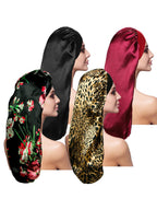 4 pcs Satin Sleep Cap for Long Hair and Dreadlock, Sleeping Bonnet for Women